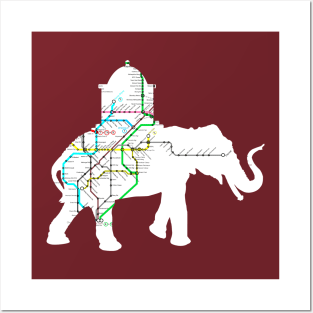 Indian Elephant cut from Mumbai Subway Map Posters and Art